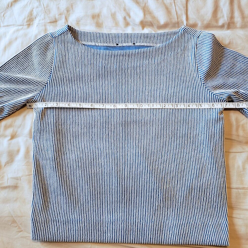 NWOT J. Crew Seersucker Blue Striped Top - Picture 7 of 10